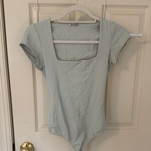 Light Green Square Neck Bodysuit